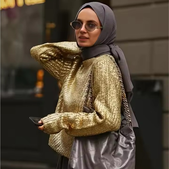 WOMENS GOLD KNITTED SWEATER - Picture 4 of 4